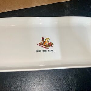 Rae Dunn White Holiday Tray - Deck the Paws